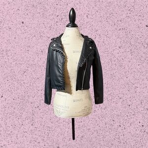 Girls Limited Too Black Faux Leather Moto Jacket